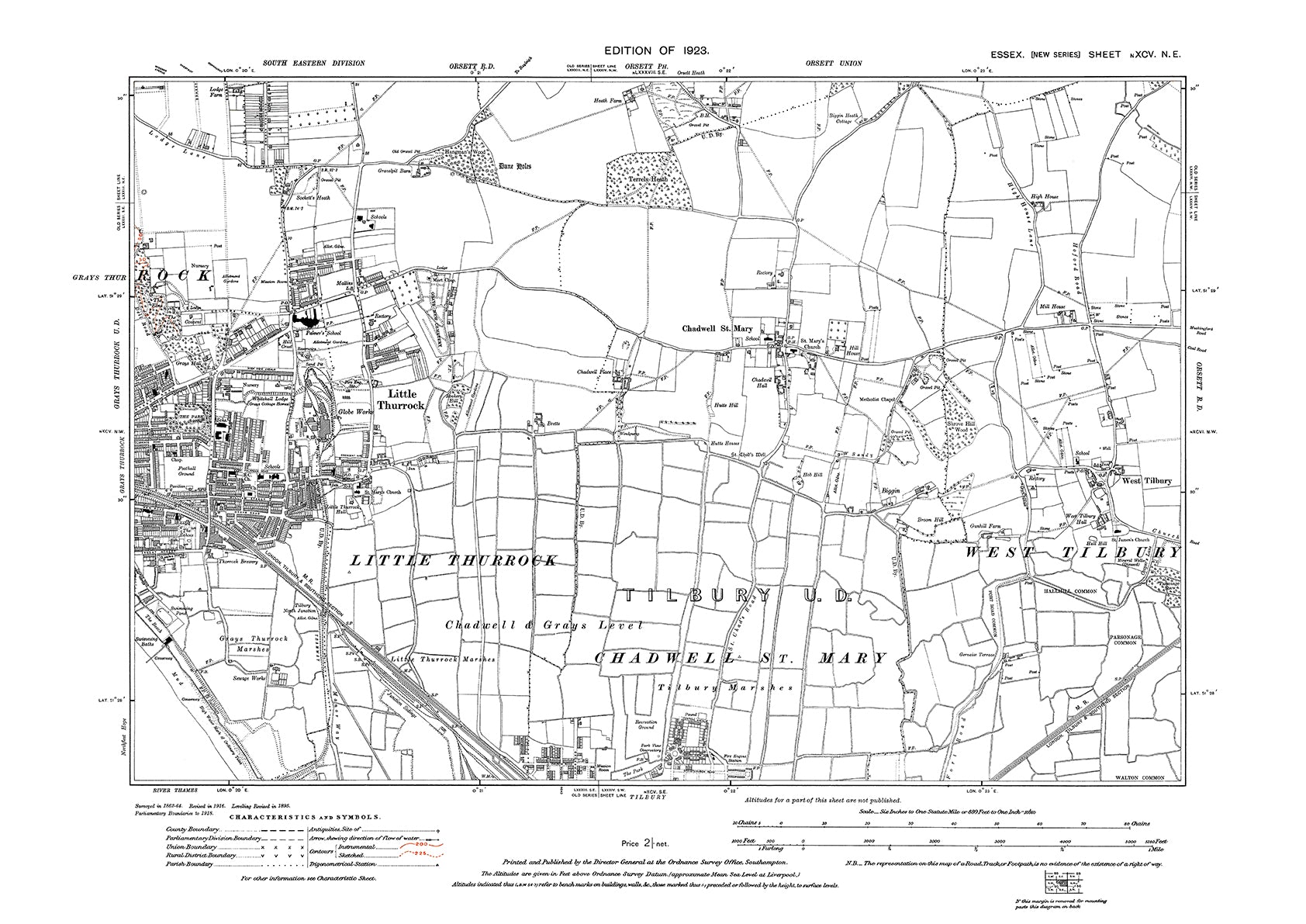 Old OS Map Dated 1923 Showing Little Thurrock Chadwell St Mary West old-os-map-dated-1923-showing-little-thurrock-chadwell-st-mary-west