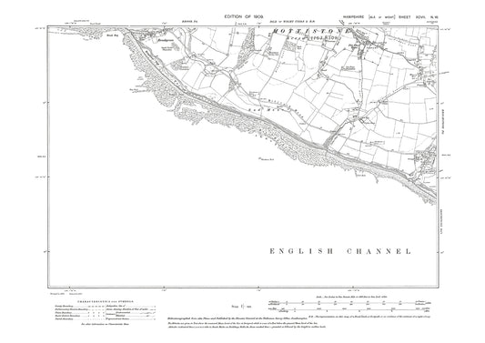 Old OS map dated 1909, showing Brookgreen Isle Of Wight in Hampshire - 97NW