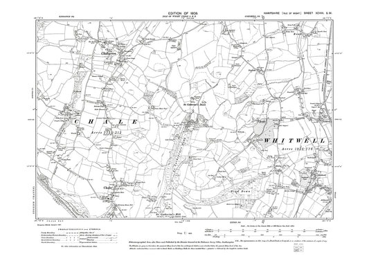 Old OS map dated 1909, showing Chalegreen, Chale, Whitwell Isle Of Wight in Hampshire - 98SW