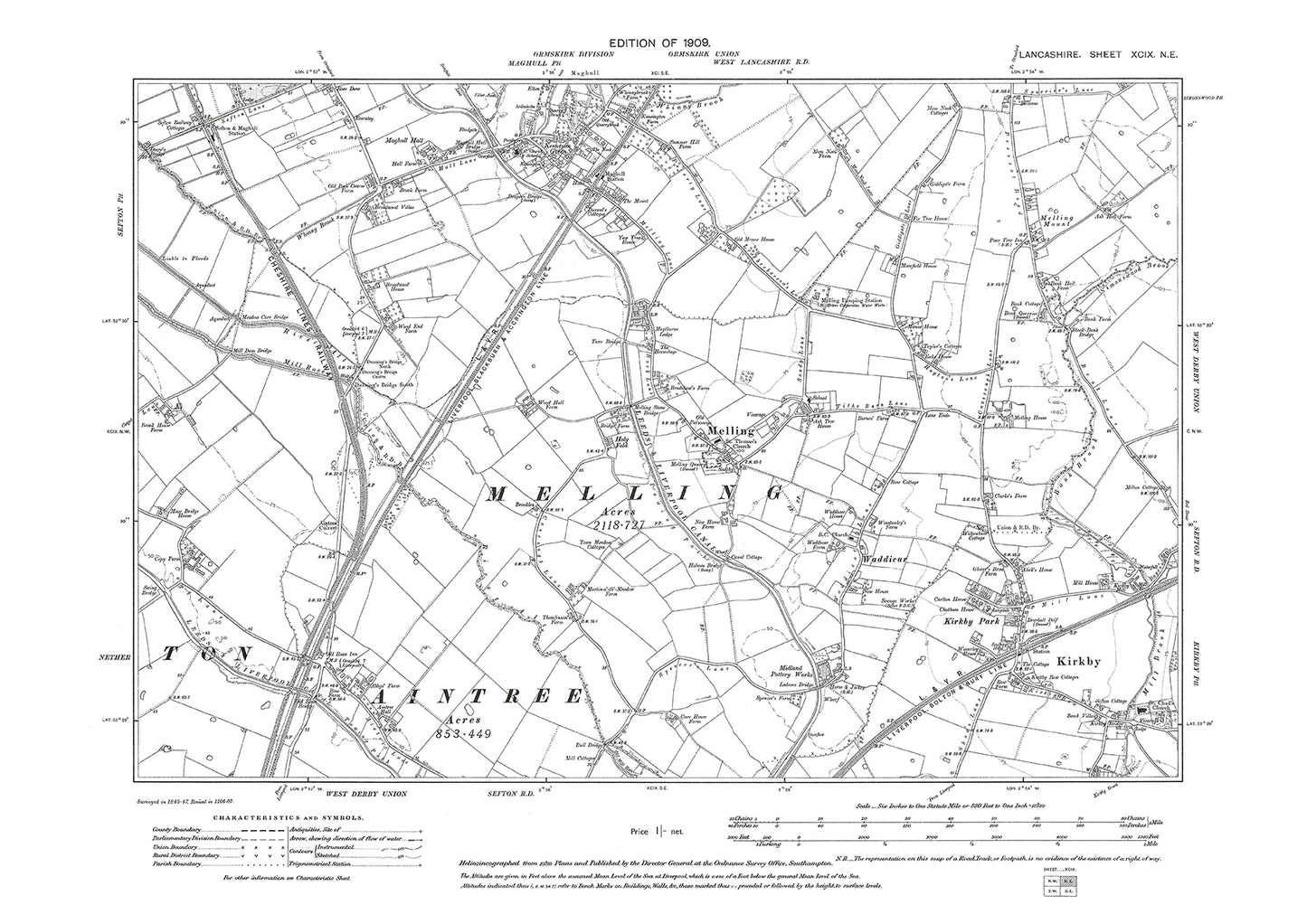 Maghull, Melling, Kirkby - Lancashire in 1909 : 99NE
