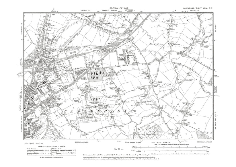 Aintree, Fazakerley Lancashire in 1909 99SE Old Map Downloads