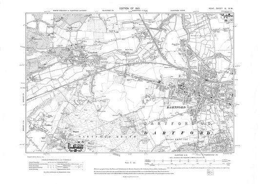 Dartford, Croydon, Dartford Heath, Cold Blow, old map Kent 1910: 9NW