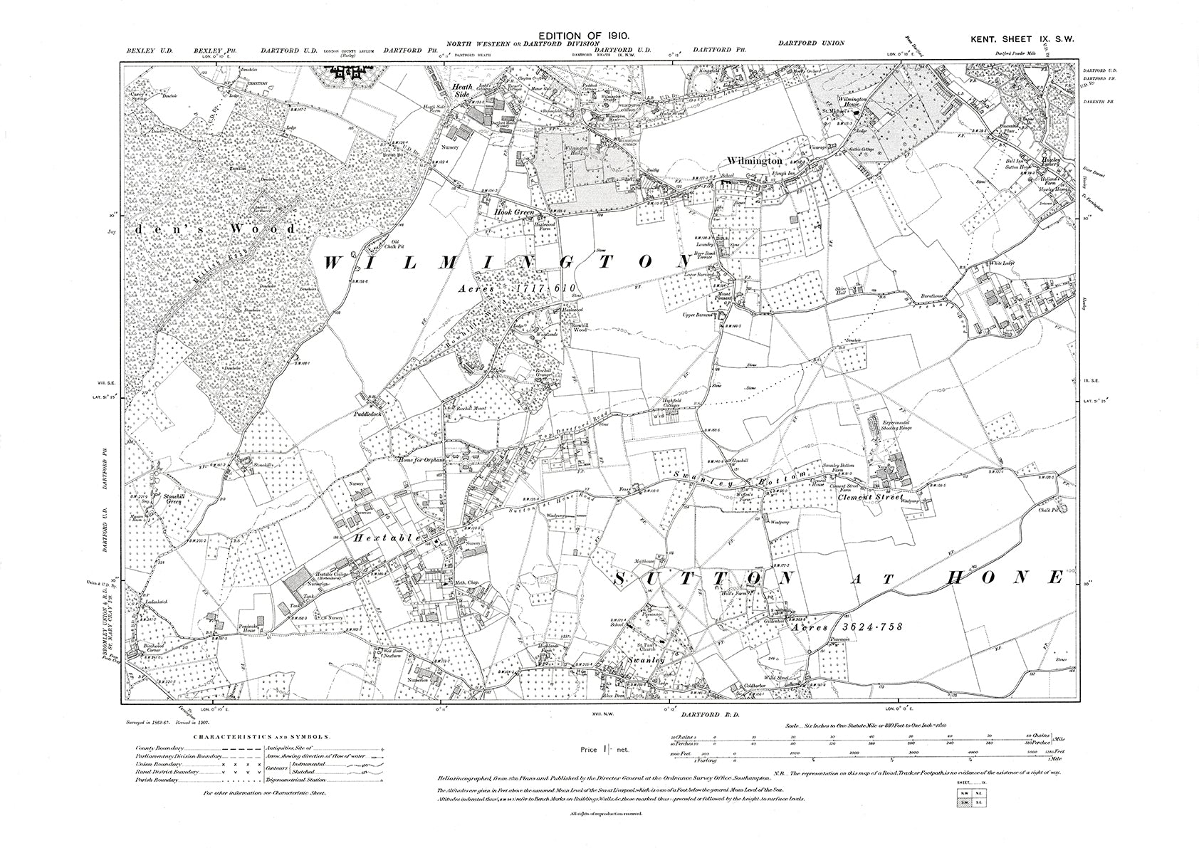 Wilmington, Hextable, Swanley (north), old map Kent 1910: 9SW – Old Map ...