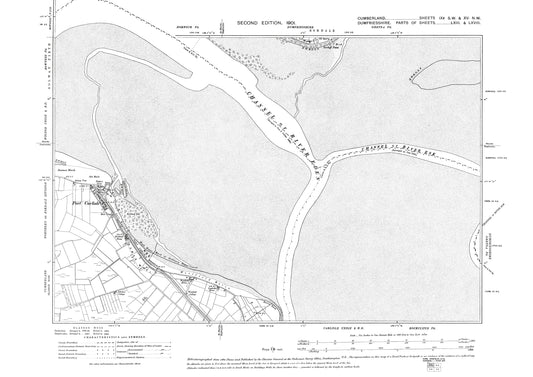 Old OS map dated 1901, showing Port Carlisle in Cumberland - 9aSW-15NW