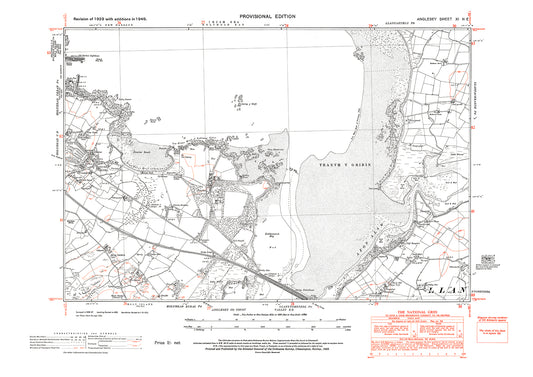 Traeth Y Gribin, Penrhos Beach, old map Anglesey 1949: 11NE