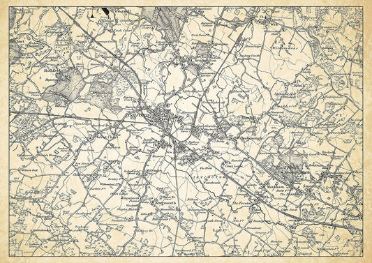 Ashford in 1898, showing the town and the surrounding area