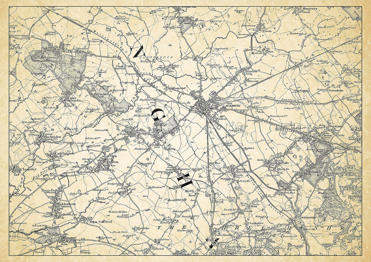 Aylesbury in 1898, showing the town and the surrounding area