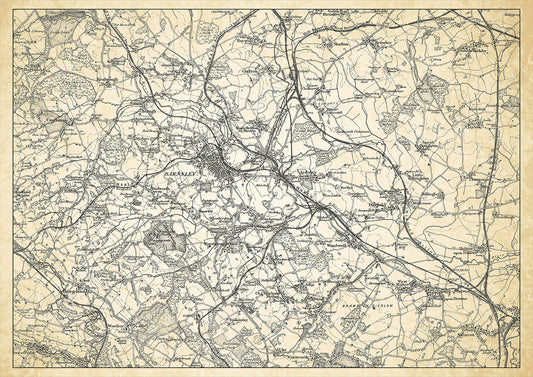 Barnsley in 1898, showing the town and the surrounding area