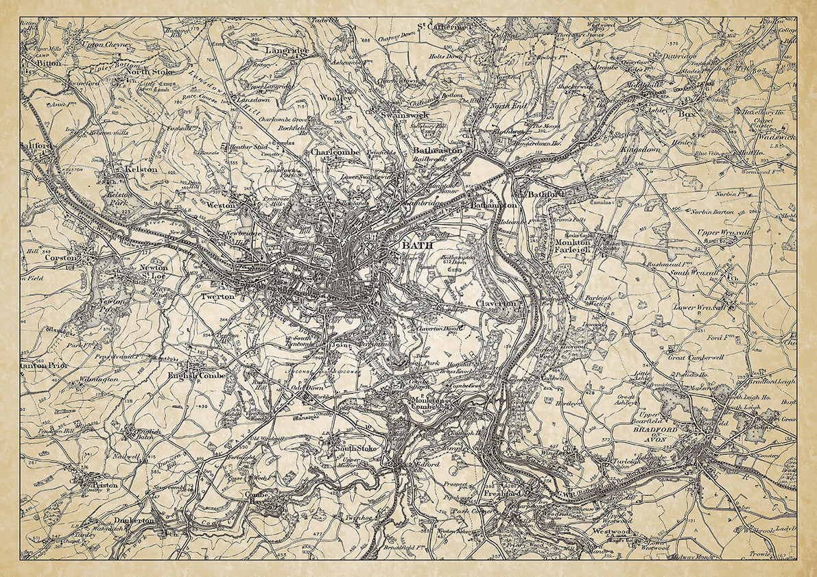 Bath in 1898, showing the town and the surrounding area