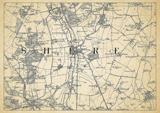 Biggleswade in 1898, showing the town and the surrounding area