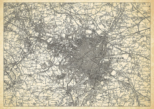 Birmingham in 1898, showing the town and the surrounding area