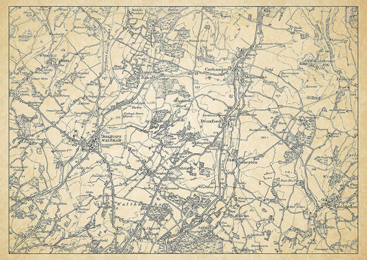 Bishops Waltham in 1898, showing the town and the surrounding area