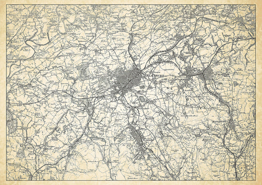 Blackburn in 1898, showing the town and the surrounding area