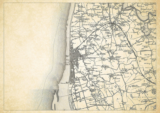 Blackpool in 1898, showing the town and the surrounding area