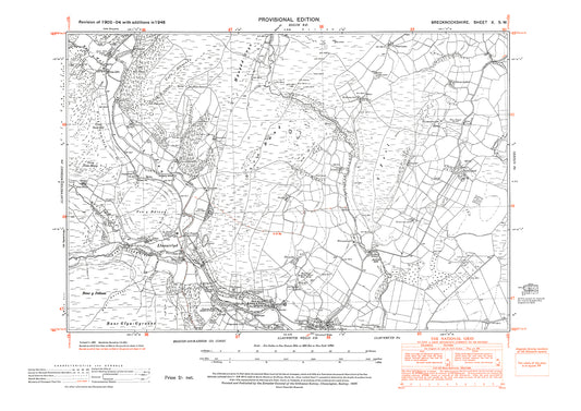 Llanwrtyd Wells north, old map Brecknock 1948: 10SW