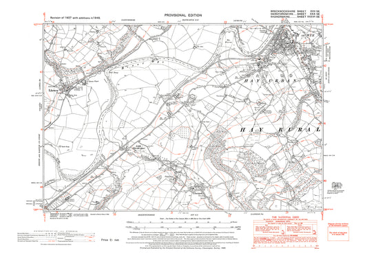 Hay on Wye, Llanigon, old map Brecknock 1948: 17SE