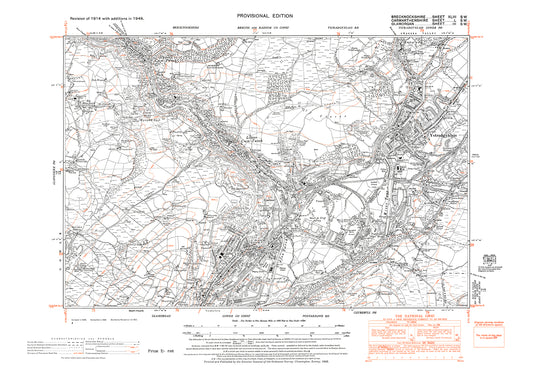 Ystradgynlais, Cwm-Twrch, old map Brecknock 1948: 43SW