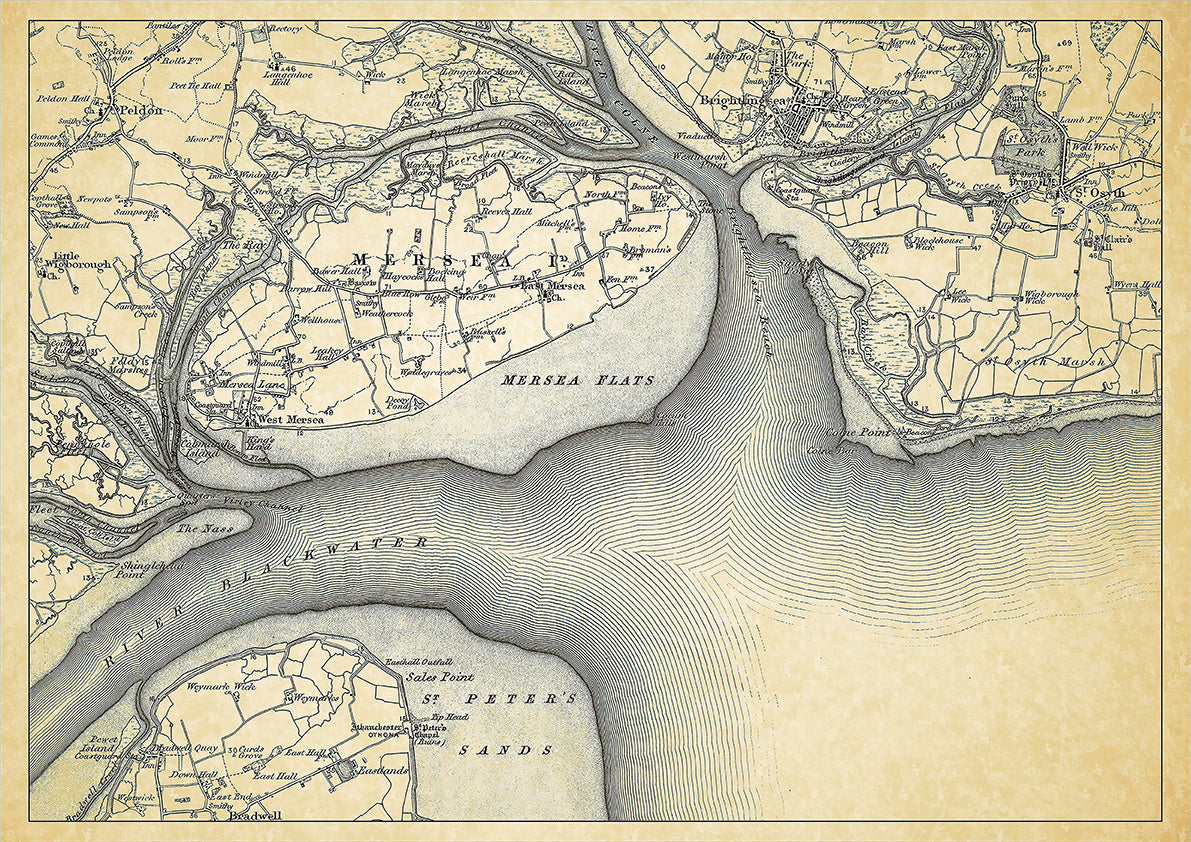 Brightlingsea in 1898, showing the town and the surrounding area