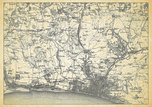 Brighton in 1898, showing the town and the surrounding area