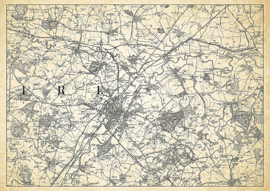 Burton on Trent in 1898, showing the town and the surrounding area