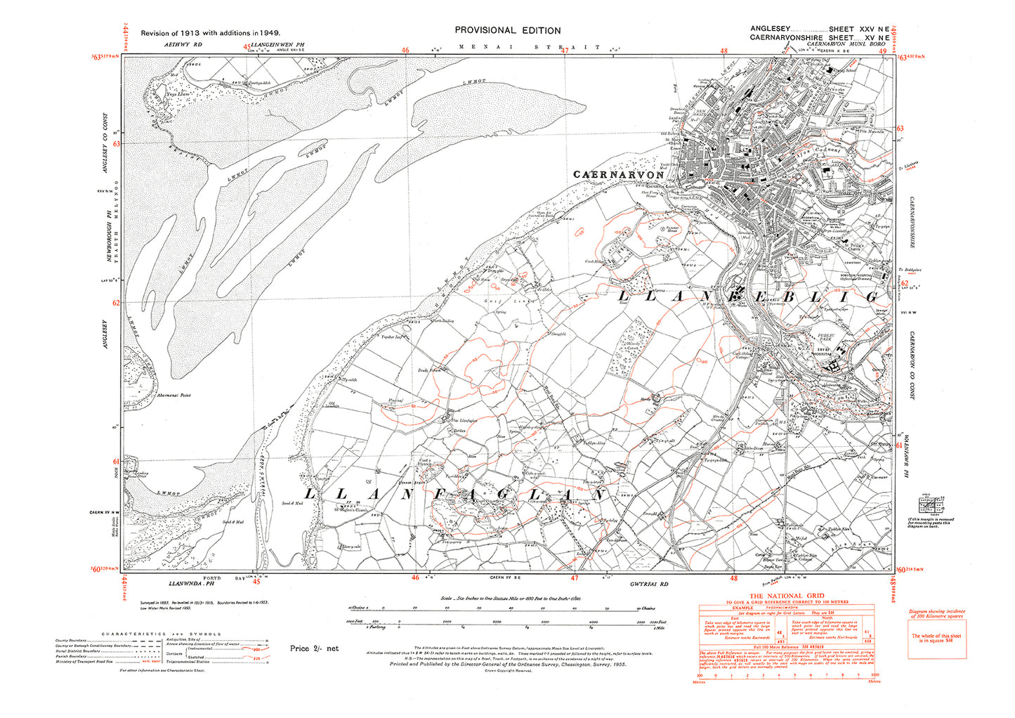 Caernarvon, old map Caernarvon 1949: 15NE