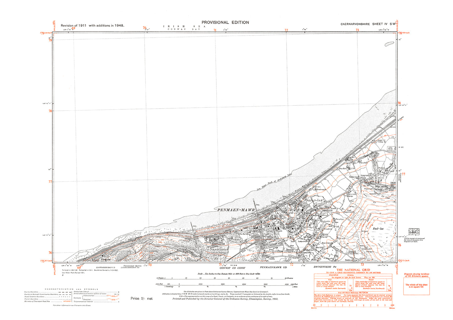 Penmaen-Mawr, old map Caernarvon 1948: 4SW