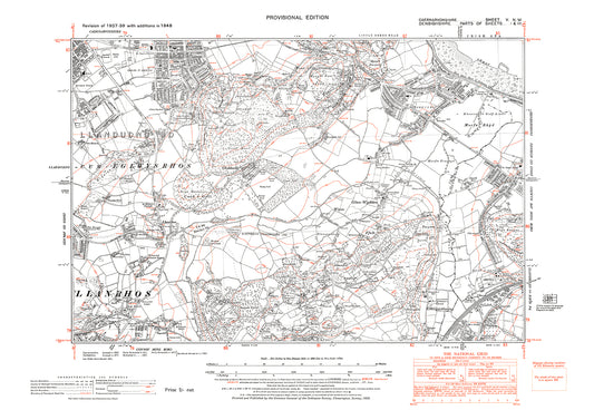 Llandudno (south), Llanrhos, Glan-Wydden, old map Caernarvon 1948: 5NW