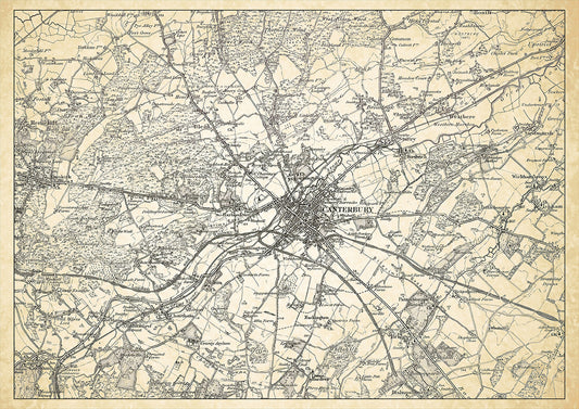 Canterbury in 1898, showing the town and the surrounding area