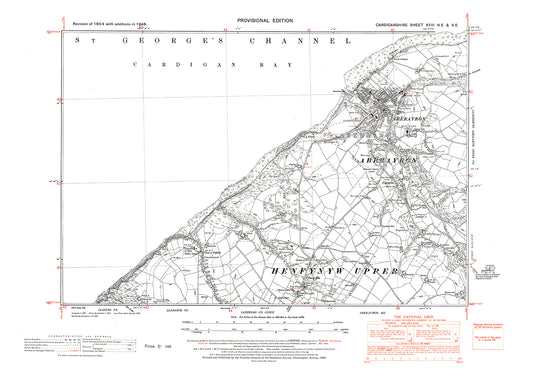 Aberayron, Ffos-y-ffin, old map Cardigan 1948: 18NE-SE