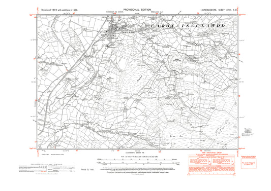 Tregaron, old map Cardigan 1948: 27NW