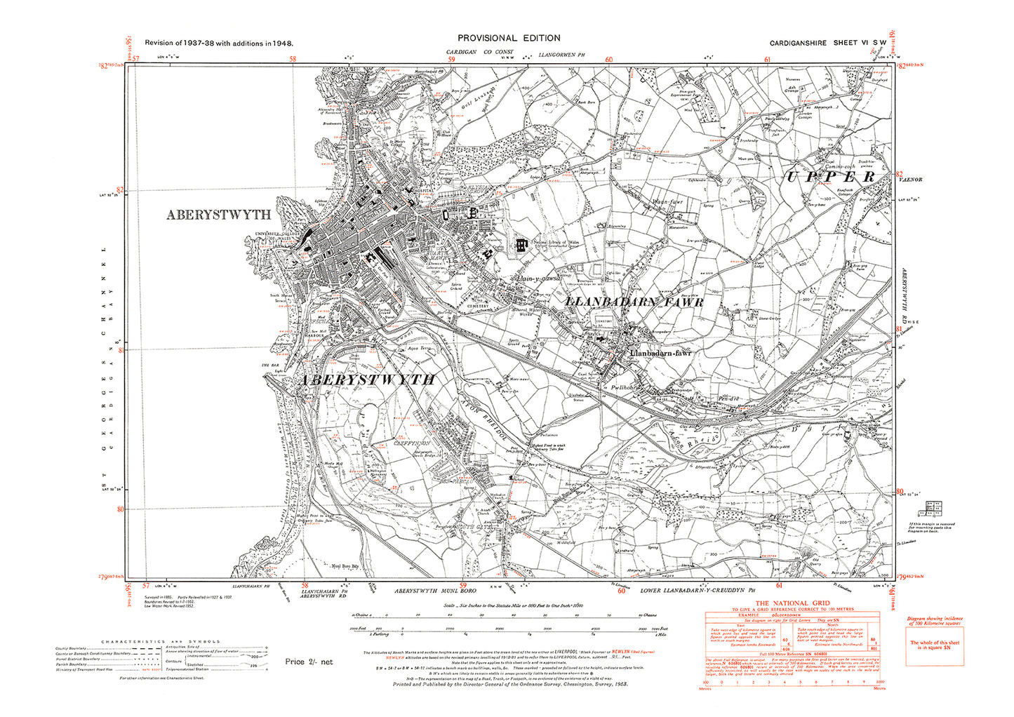 Aberystwyth, Llanbadarn-fawr, old map Cardigan 1948: 6SW – Old Map ...