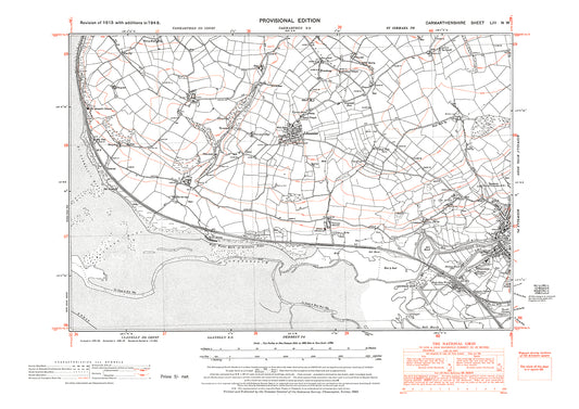 Llansaint, Kidwelly (west), old map Carmarthen 1948: 53NW
