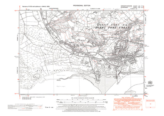 Burry Port, Pembrey, old map Carmarthen 1952: 57NE