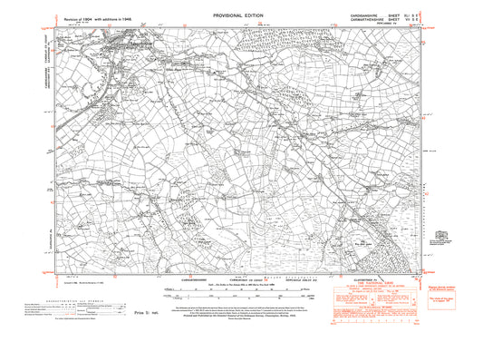 Llanybyther, Glan-Duar, old map Carmarthen 1948: 7SE