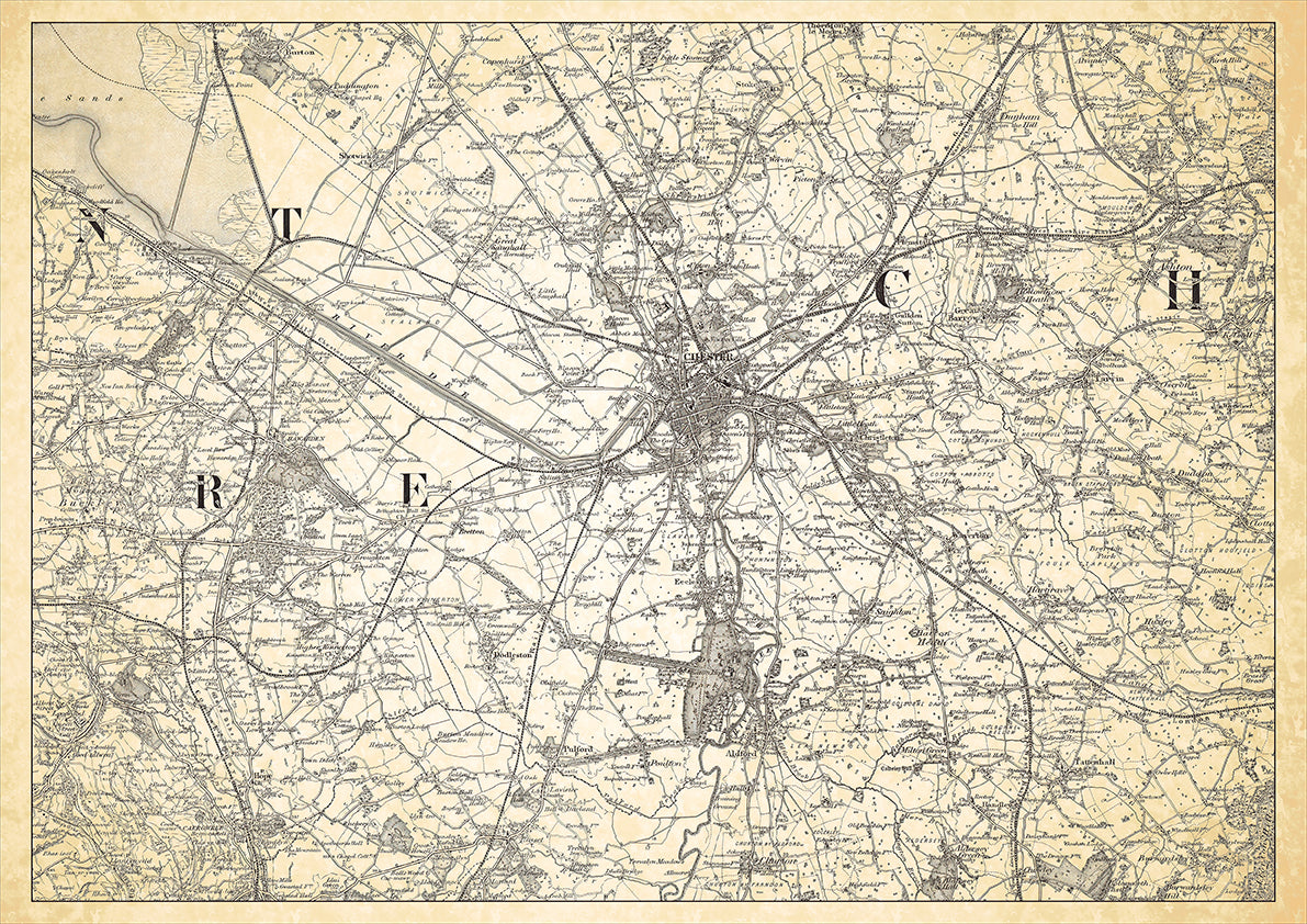 Chester in 1898, showing the town and the surrounding area