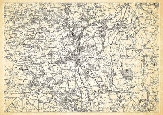 Chesterfield in 1898, showing the town and the surrounding area