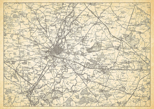 Coventry in 1898, showing the town and the surrounding area