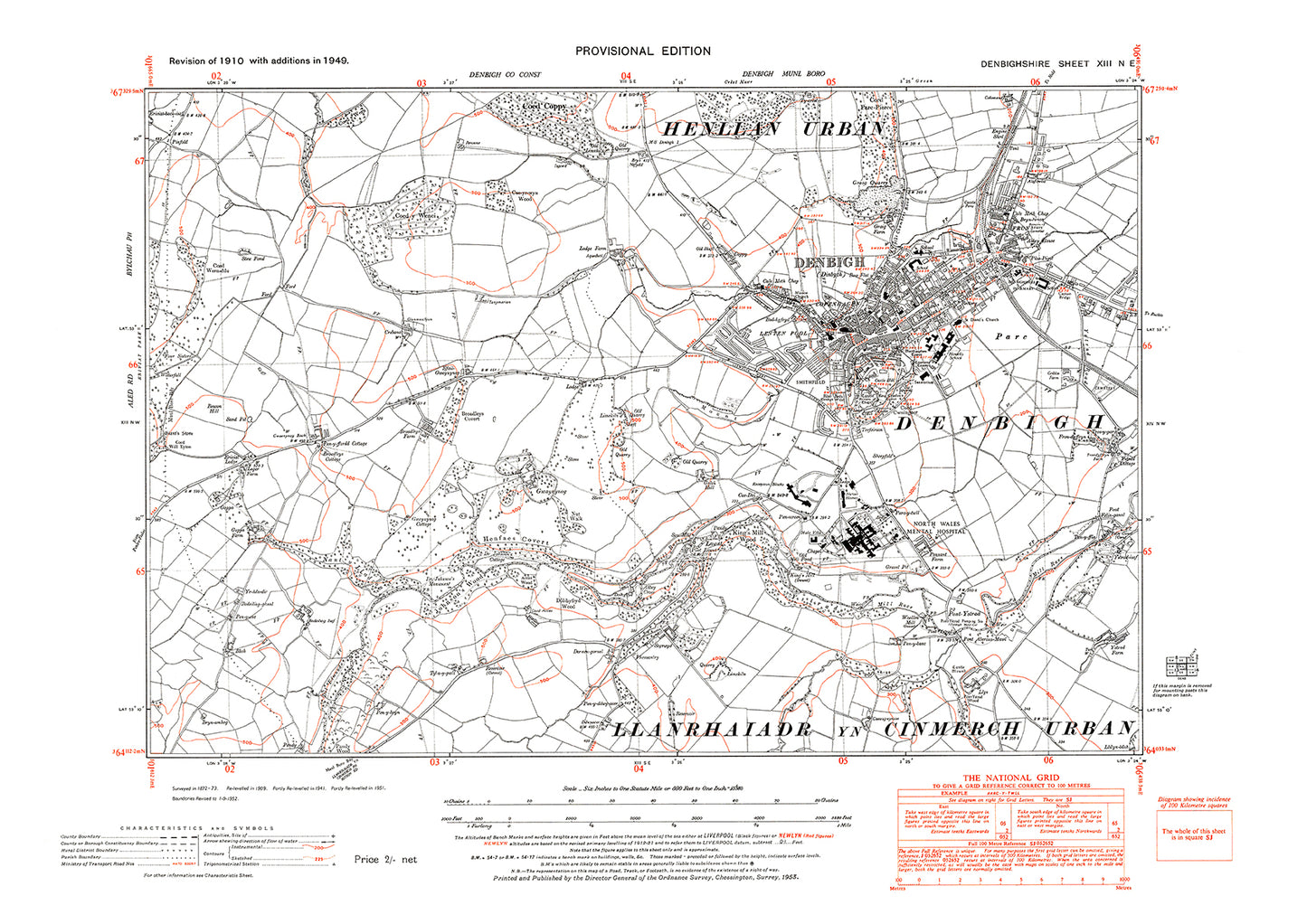 Denbigh, old map Denbigh 1949: 13NE