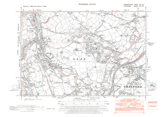 Llay, Gresford, Bradley, old map Denbigh 1948: 21SE