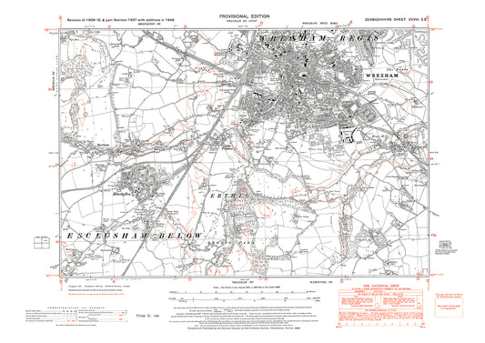 Wrexham, Rhostyllen, Bersham, old map Denbigh 1949: 28SE