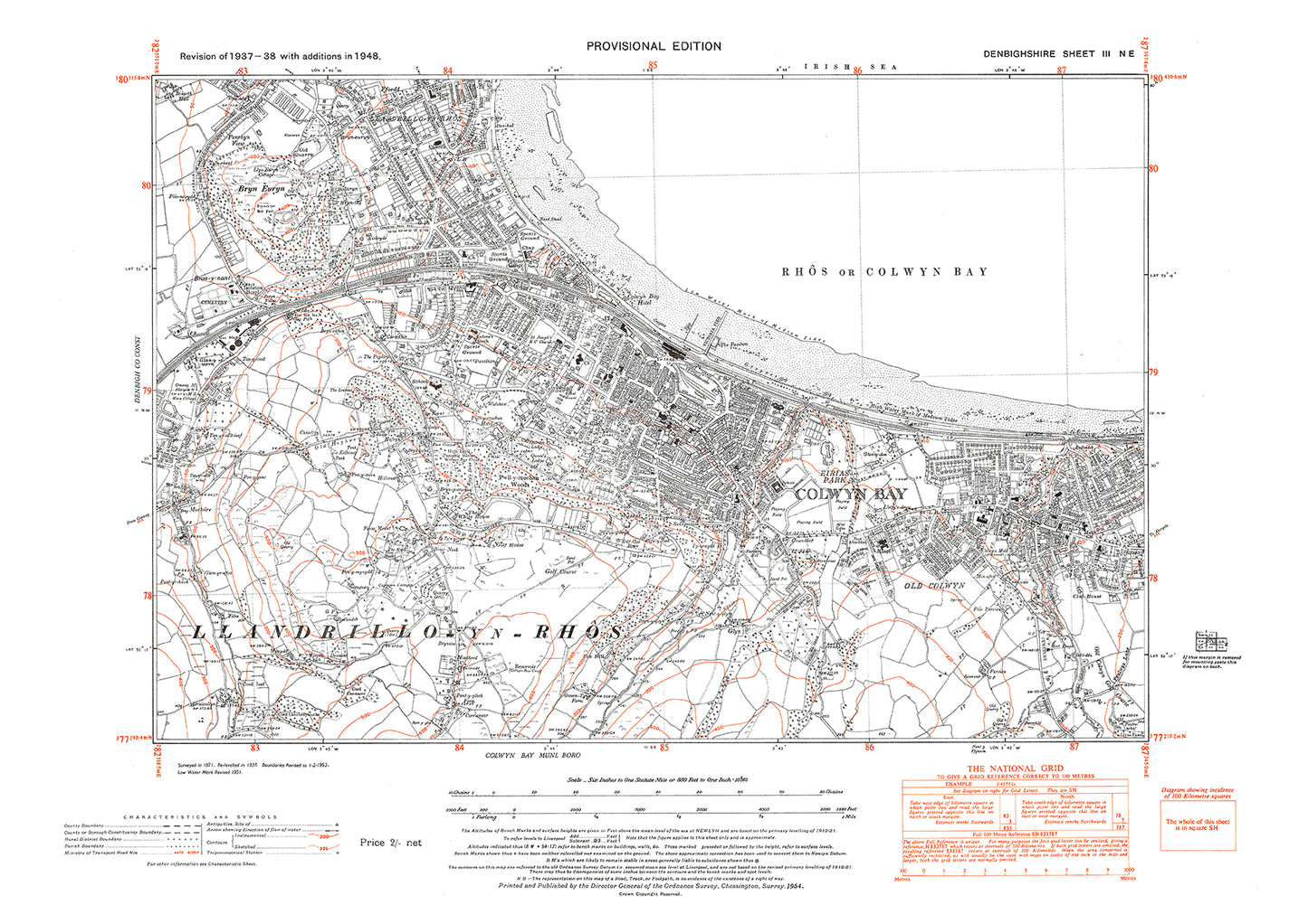 Colwyn Bay, old map Denbigh 1948: 3NE – Old Map Downloads