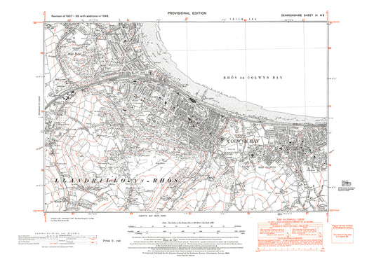 Colwyn Bay, old map Denbigh 1948: 3NE