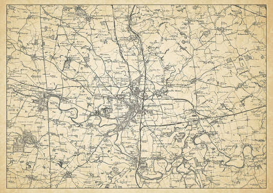 Darlington in 1898, showing the town and the surrounding area