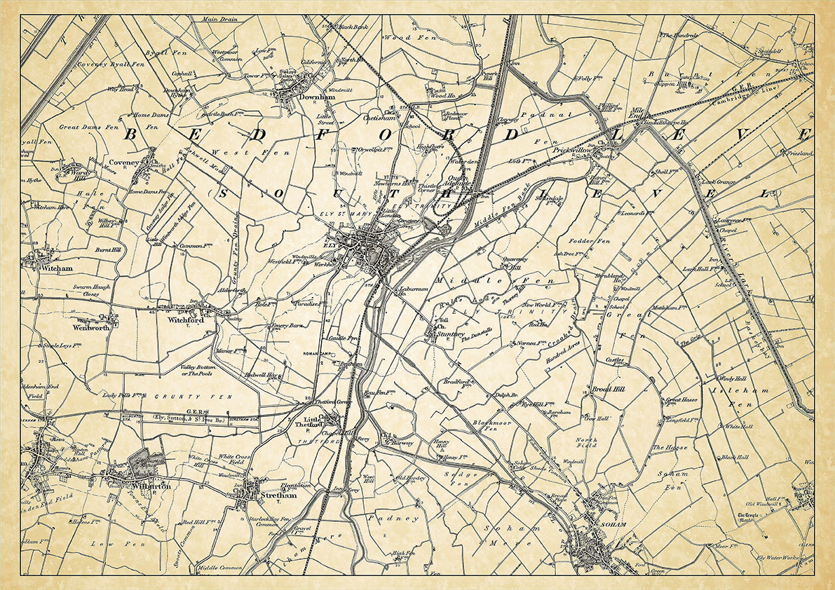 Ely in 1898, showing the town and the surrounding area