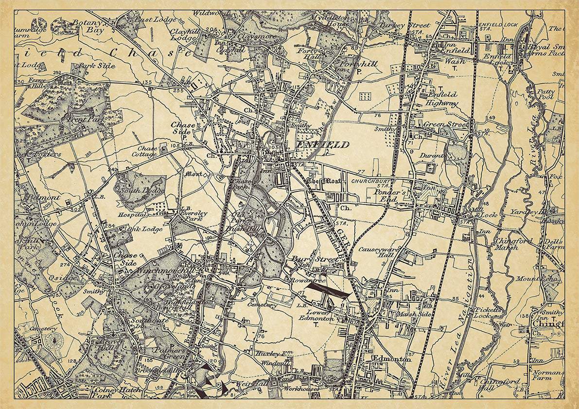 Enfield Rangers Map Enfield in 1898, showing the town and the surrounding area – Old Map ...