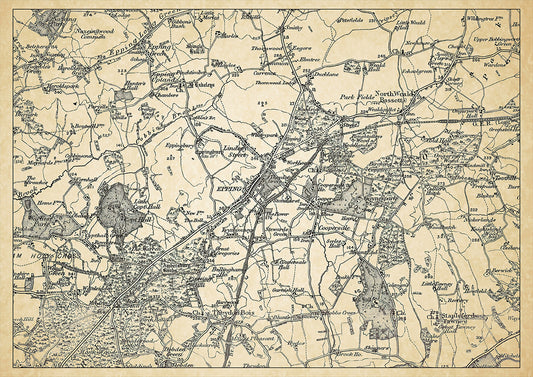 Epping in 1898, showing the town and the surrounding area