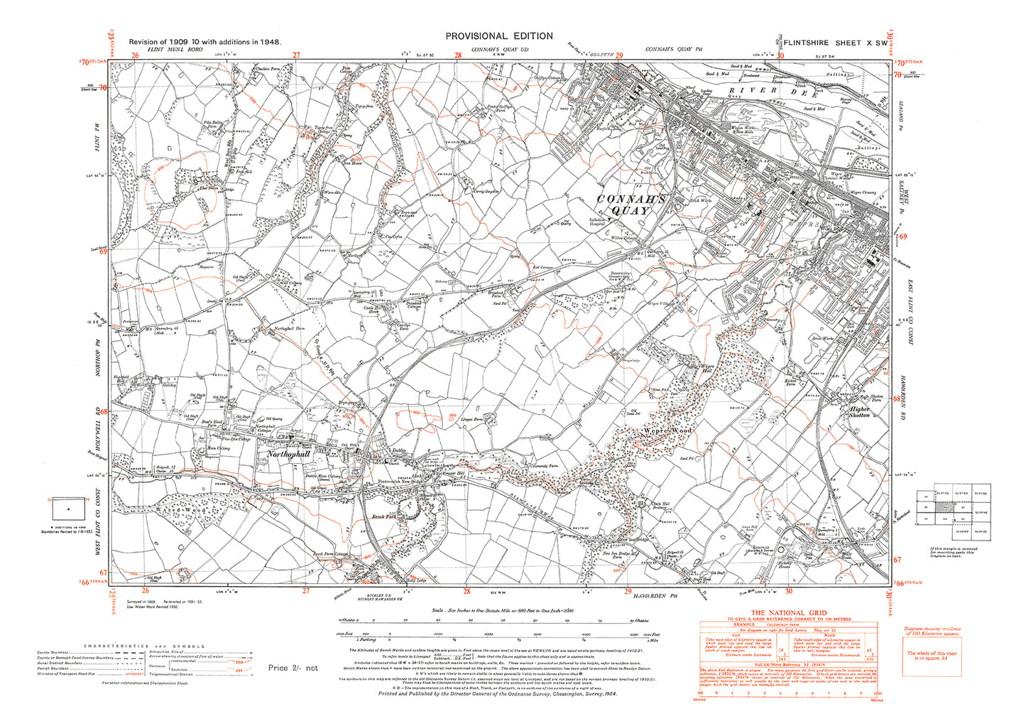 Connah's Quay, Northophall, old map Flintshire 1948: 10SW