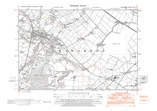 Hawarden, old map Flintshire 1948: 14NE