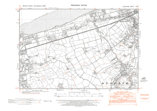 Prestatyn (west), Rhyll (east), Meliden, old map Flintshire 1949: 1SE