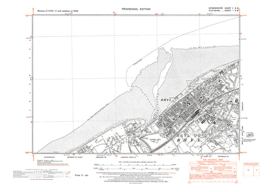 Rhyll, old map Flintshire 1949: 1SW